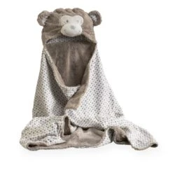 Little Monkey Hooded Blanket 15 Little Monkey Hooded Blanket -Little Dutch Store Clair de Lune Little Monkey Hooded Blanket Brown Blankets 6