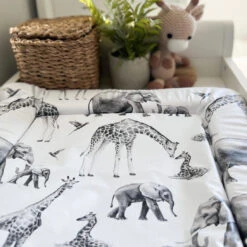 Grey Safari Animal Print Changing Mat ( All Sizes) -Little Dutch Store Fred Noah Grey Safari Animal Print Changing Mat All Sizes 13