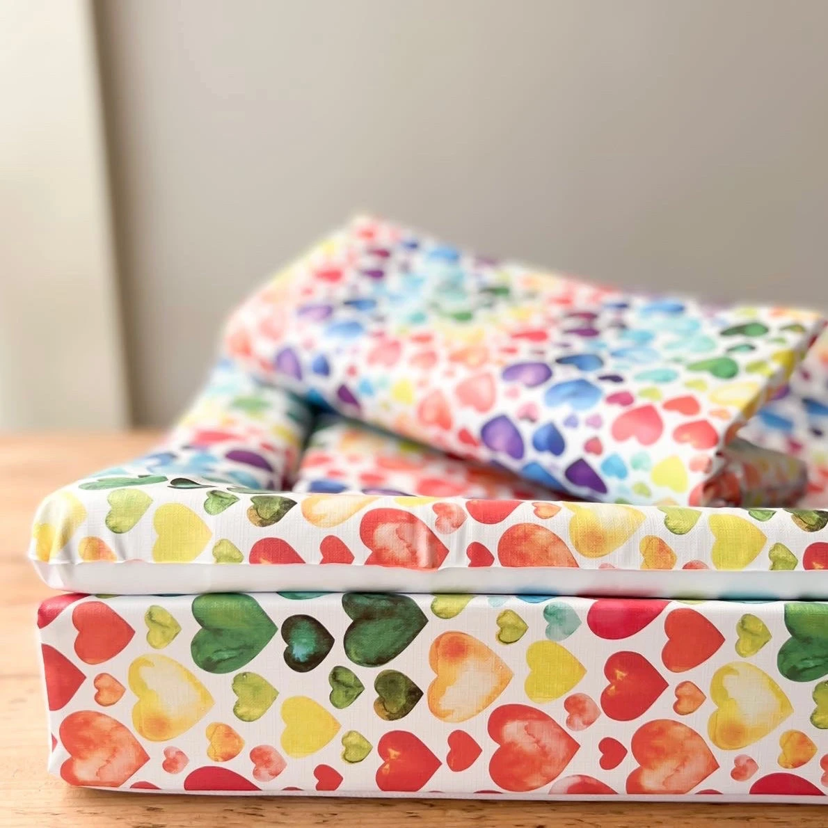 Rainbow Heart Print - Changing Mat ( All Sizes) 10 Rainbow Heart Print - Changing Mat ( All Sizes) - Image 8