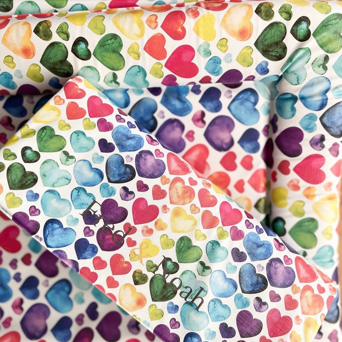 Rainbow Heart Print - Changing Mat ( All Sizes) 11 Rainbow Heart Print - Changing Mat ( All Sizes) - Image 9