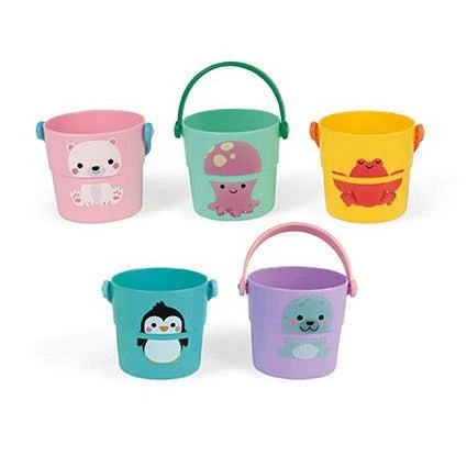 Janod 5 Activities Buckets Bath Toy 3 Janod 5 Activities Buckets Bath Toy