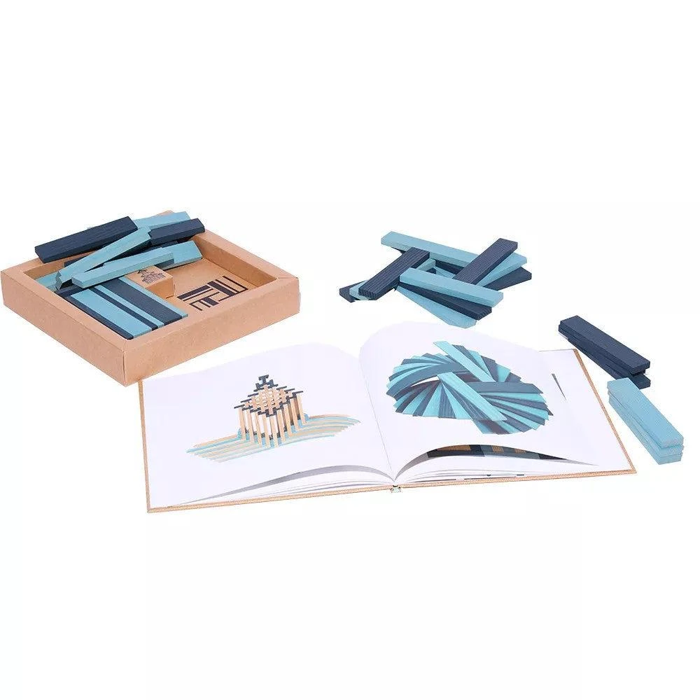 Kapla 40 Coloured Wooden Construction Blocks And Book - Light And Dark Blue 6 Kapla 40 Coloured Wooden Construction Blocks And Book - Light And Dark Blue - Image 4
