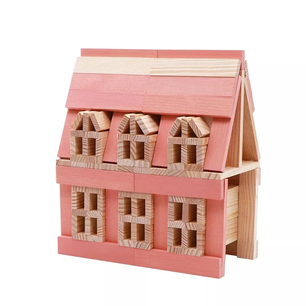 Kapla 40 Coloured Wooden Construction Blocks In A Square Box - Pink 5 Kapla 40 Coloured Wooden Construction Blocks In A Square Box - Pink - Image 3