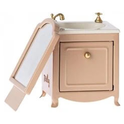 Maileg Mouse Sink Dresser With Mirror - Dark Powder -Little Dutch Store Maileg Mouse Sink Dresser with Mirror Dark Powder Dollhouse Accessories 3