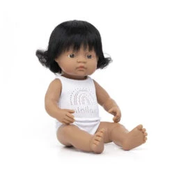 Miniland Hispanic Baby Girl Doll 38cm - Black Hair