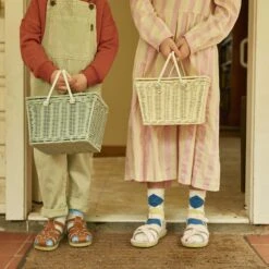 Piki Rattan Basket - Vintage Blue -Little Dutch Store Olli Ella Piki Rattan Basket Vintage Blue 2