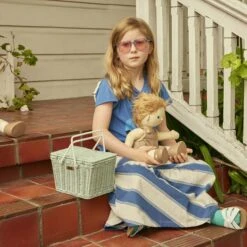 Piki Rattan Basket - Vintage Blue -Little Dutch Store Olli Ella Piki Rattan Basket Vintage Blue 3