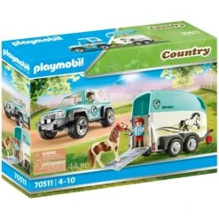 Little Dutch Store -Little Dutch Store Playmobil Country Pony Farm Car with Pony Trailer Toy Playsets