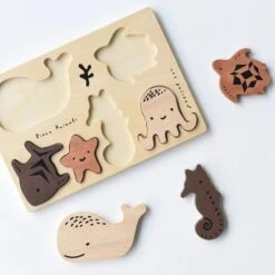 Wooden Tray Puzzle - Ocean Animals 10 Wooden Tray Puzzle - Ocean Animals -Little Dutch Store Wee Gallery Wooden Tray Puzzle Ocean Animals Wooden Puzzle 4