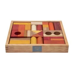 Wooden Blocks In Tray 30 Pcs - Warm