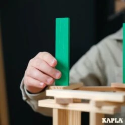Kapla 40 Coloured Wooden Construction Blocks In A Square Box - Light Green -Little Dutch Store carres 40 10