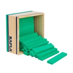 Kapla 40 Coloured Wooden Construction Blocks In A Square Box - Light Green -Little Dutch Store carres 40 11