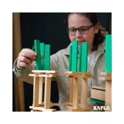 Kapla 40 Coloured Wooden Construction Blocks In A Square Box - Light Green -Little Dutch Store carres 40 7