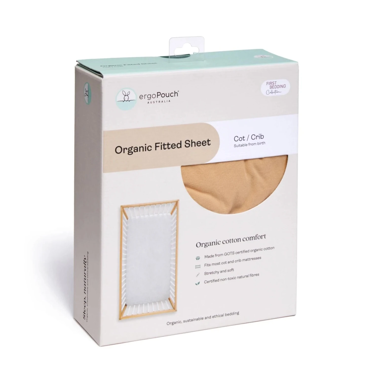 Organic Fitted Sheet - Cot - Wheat 8 Organic Fitted Sheet - Cot - Wheat - Image 6