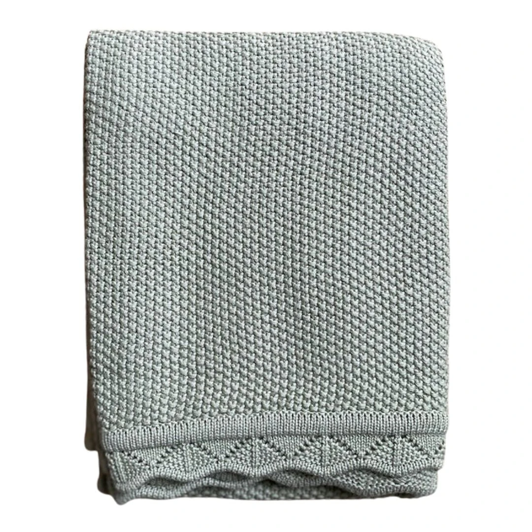 Knitted Blanket - Sage 3 Knitted Blanket - Sage